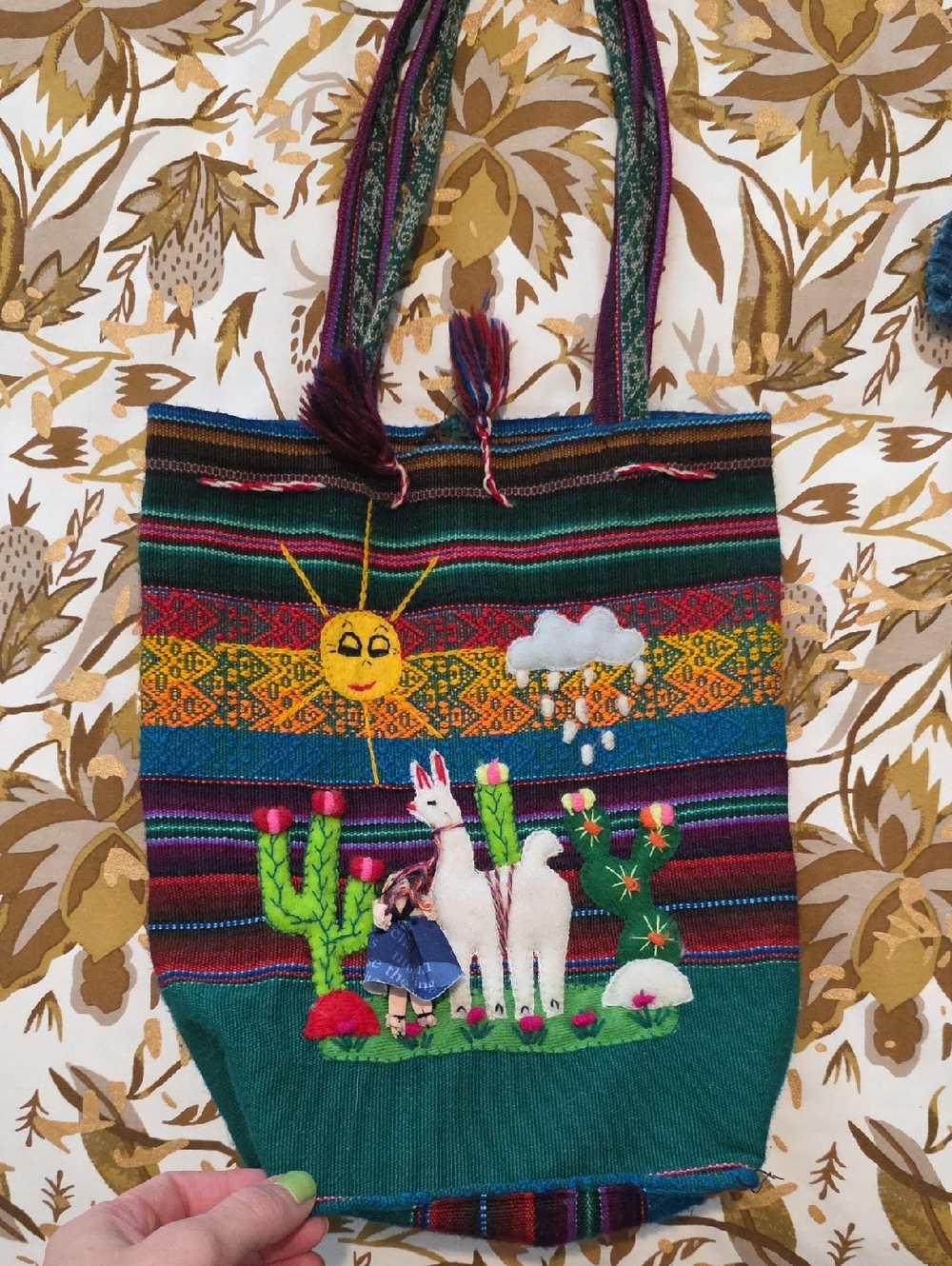 Handmade Multicolor Woven Alpaca Tote Bag